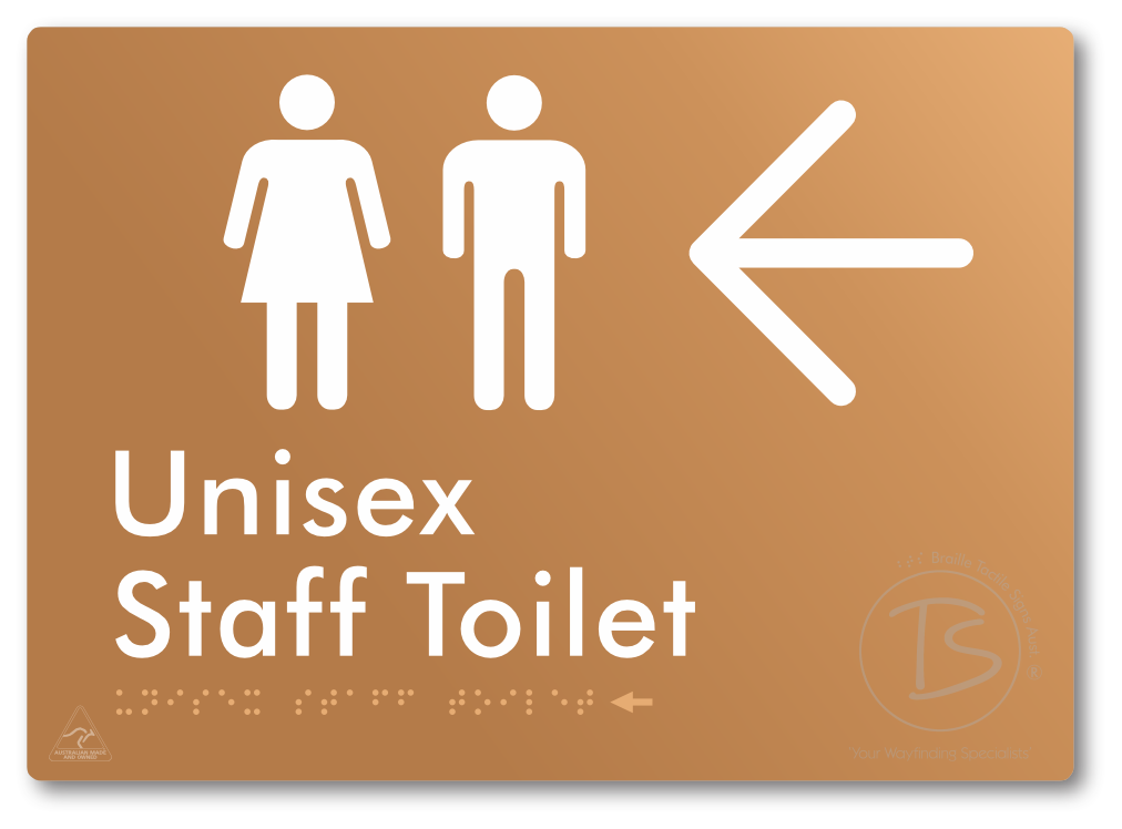 Unisex Staff Toilet with Large Directional Arrow - Braille Tactile Signs Aust.