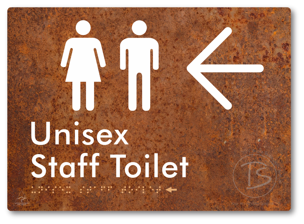 Unisex Staff Toilet with Large Directional Arrow - Braille Tactile Signs Aust.