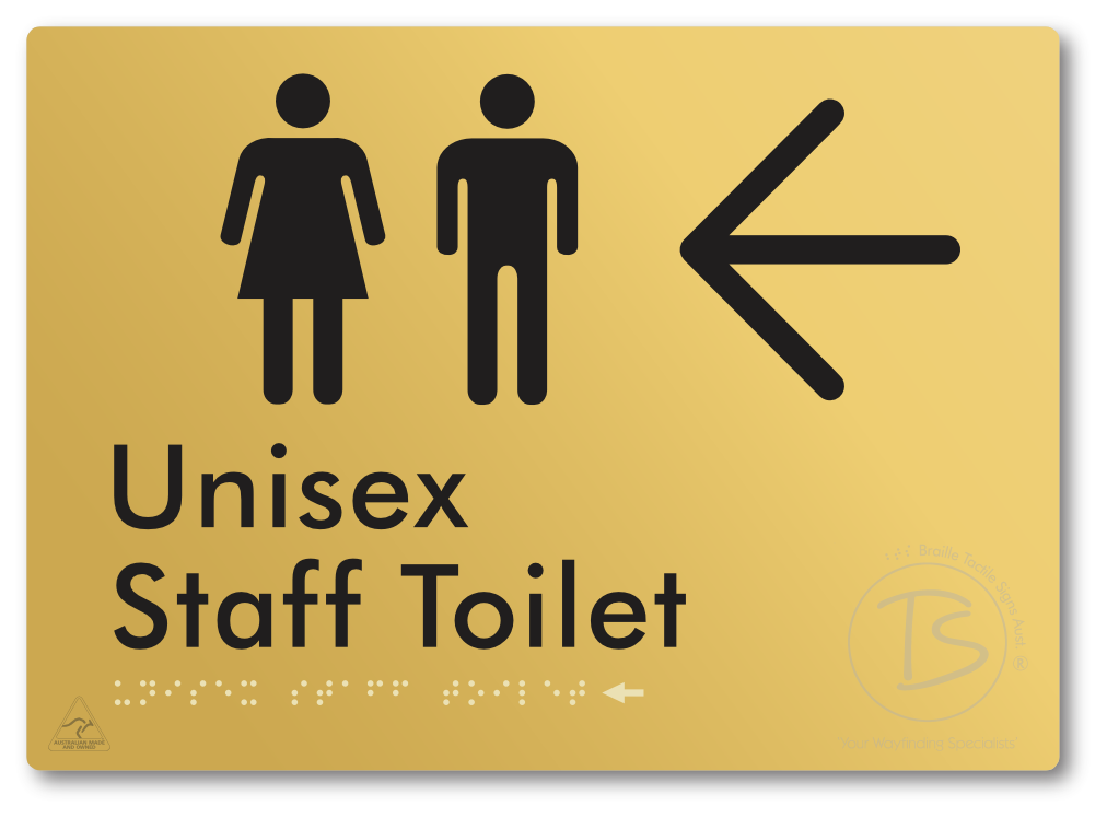 Unisex Staff Toilet with Large Directional Arrow - Braille Tactile Signs Aust.