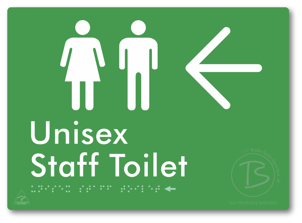 Unisex Staff Toilet with Large Directional Arrow - Braille Tactile Signs Aust.