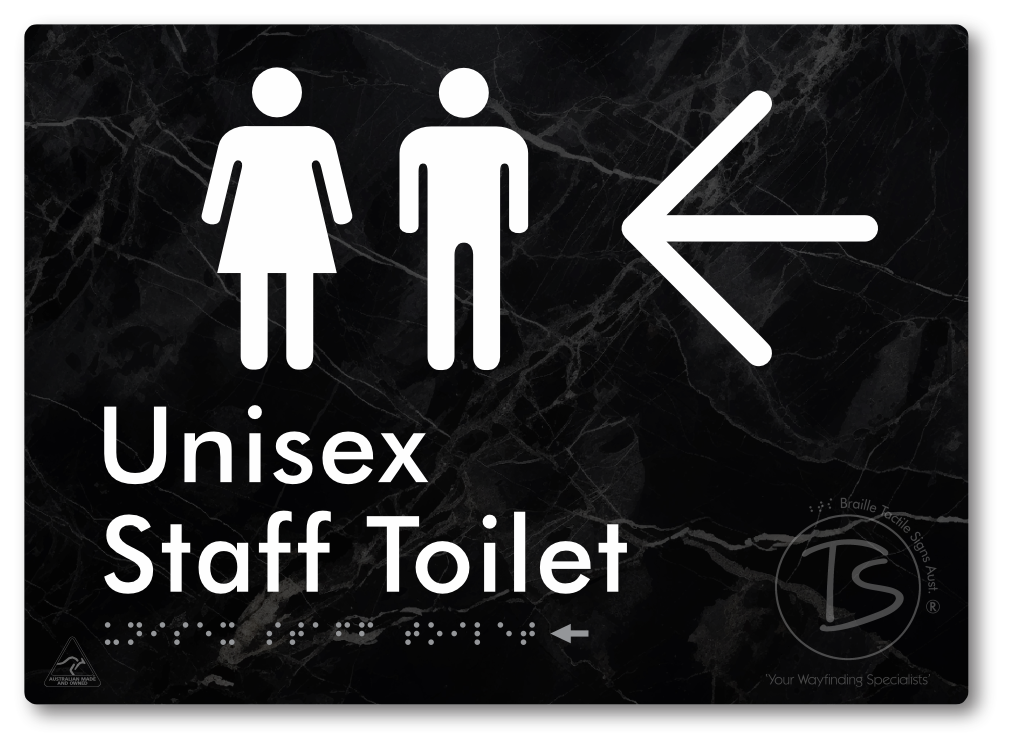 Unisex Staff Toilet with Large Directional Arrow - Braille Tactile Signs Aust.