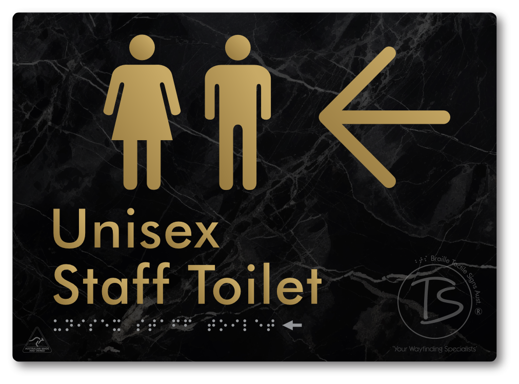 Unisex Staff Toilet with Large Directional Arrow - Braille Tactile Signs Aust.