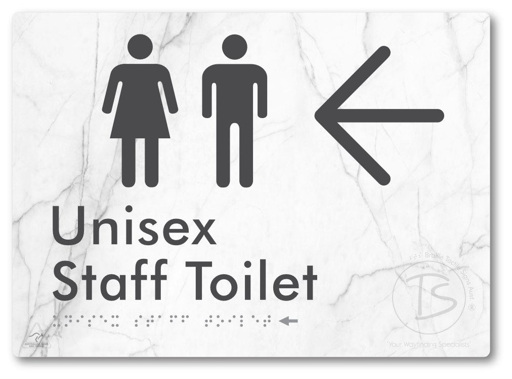 Unisex Staff Toilet with Large Directional Arrow - Braille Tactile Signs Aust.