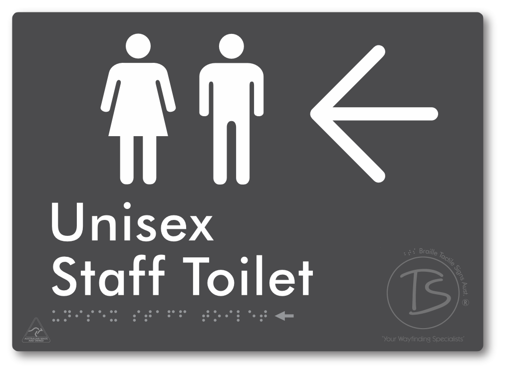 Unisex Staff Toilet with Large Directional Arrow - Braille Tactile Signs Aust.