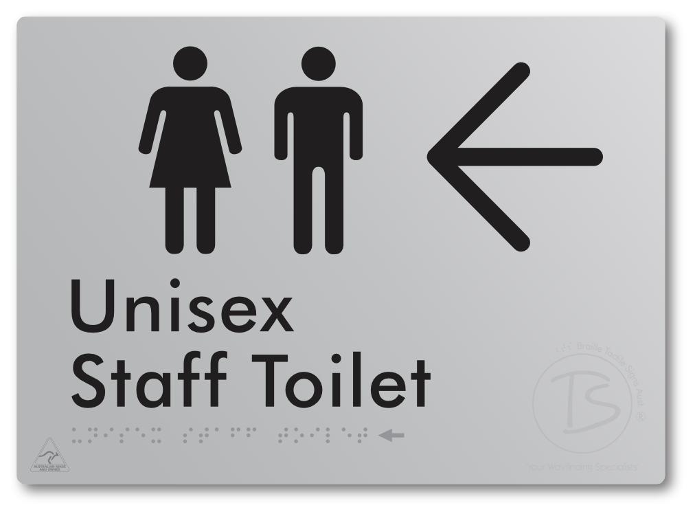 Unisex Staff Toilet with Large Directional Arrow - Braille Tactile Signs Aust.