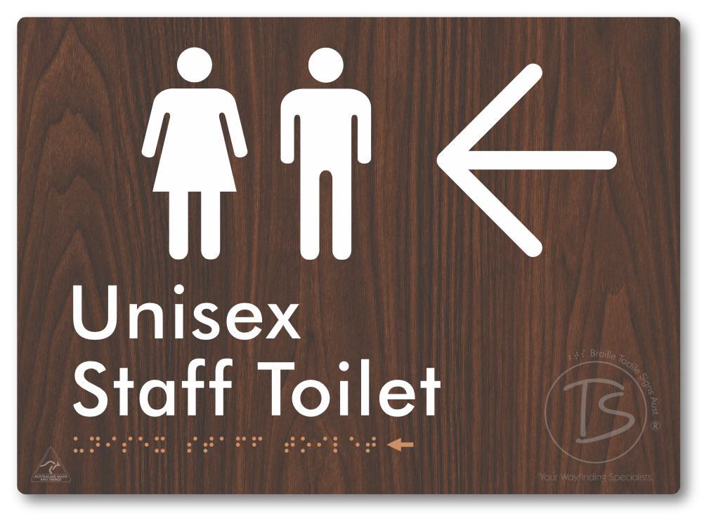 Unisex Staff Toilet with Large Directional Arrow - Braille Tactile Signs Aust.