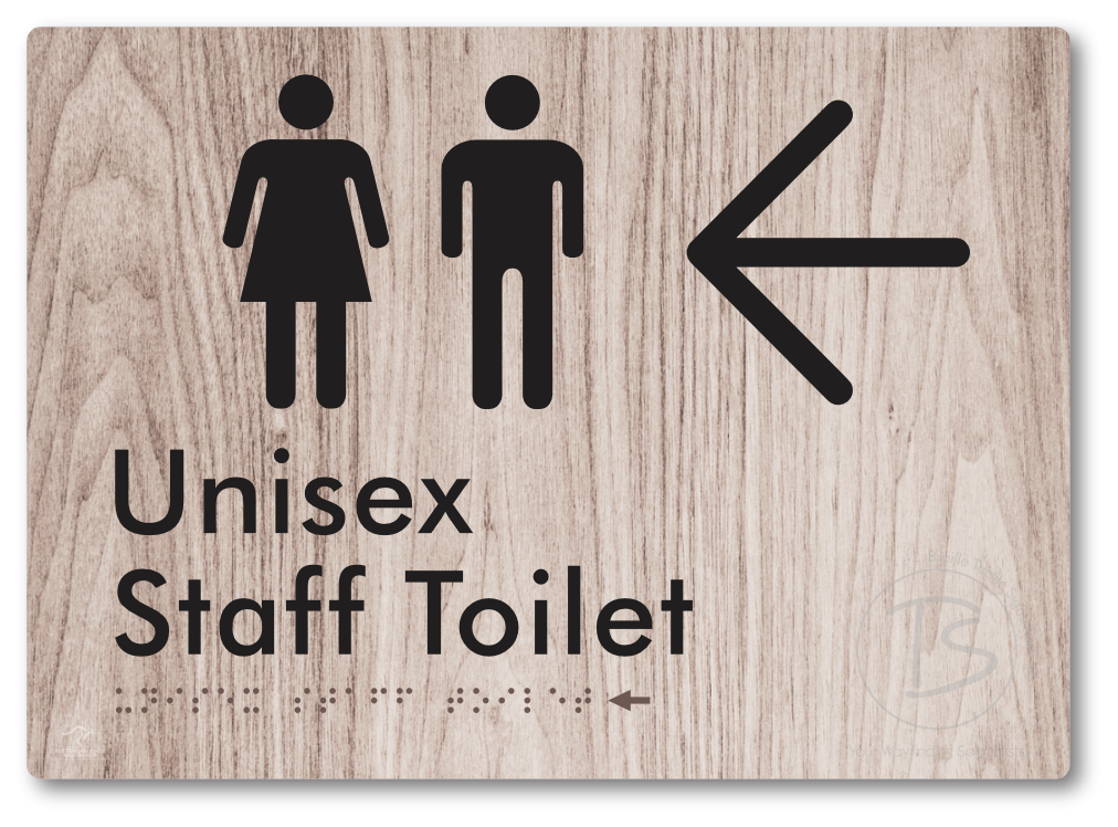 Unisex Staff Toilet with Large Directional Arrow - Braille Tactile Signs Aust.