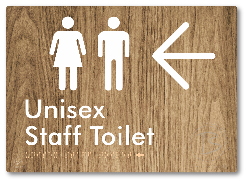 Unisex Staff Toilet with Large Directional Arrow - Braille Tactile Signs Aust.