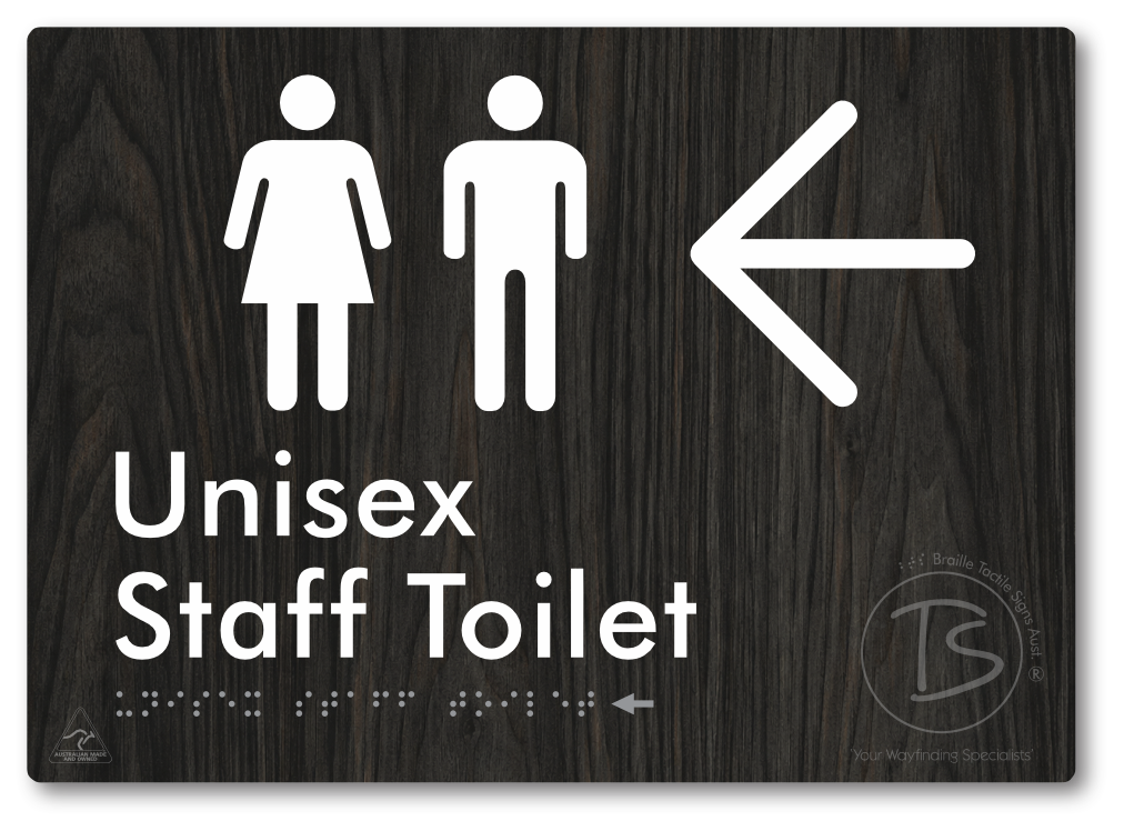 Unisex Staff Toilet with Large Directional Arrow - Braille Tactile Signs Aust.