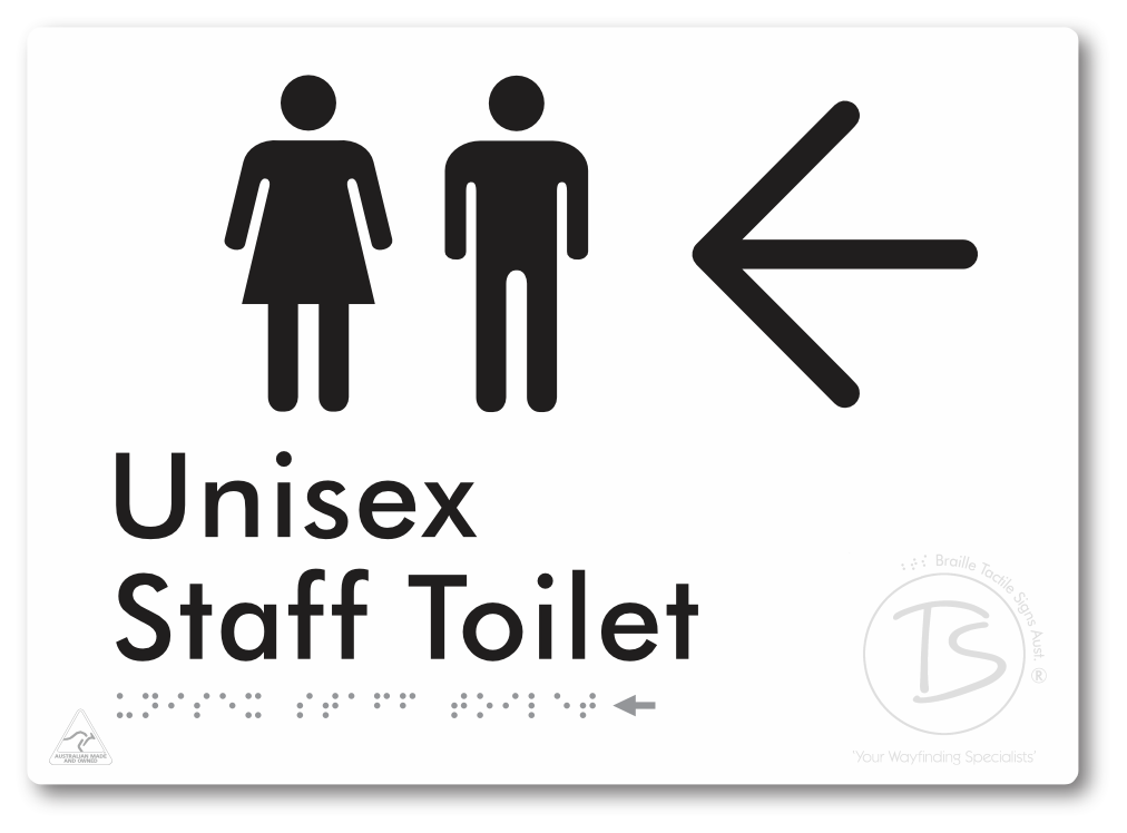 Unisex Staff Toilet with Large Directional Arrow - Braille Tactile Signs Aust.
