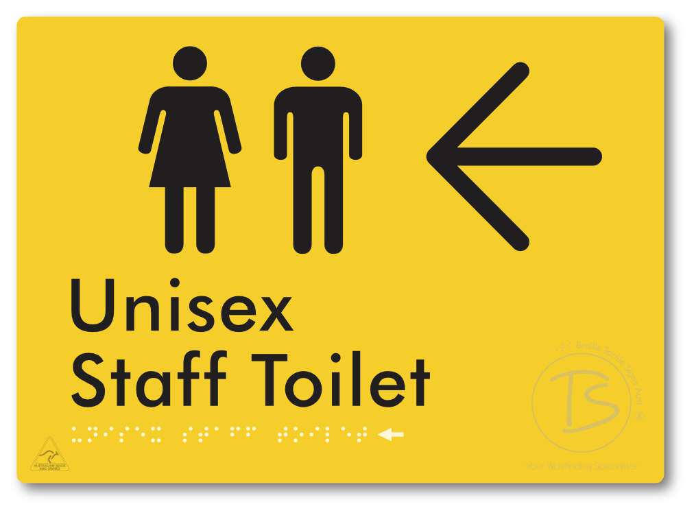 Unisex Staff Toilet with Large Directional Arrow - Braille Tactile Signs Aust.