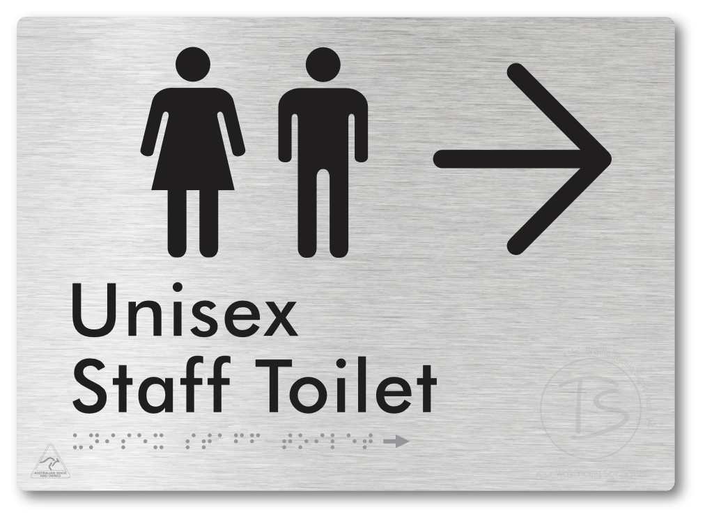 Unisex Staff Toilet with Large Directional Arrow - Braille Tactile Signs Aust.