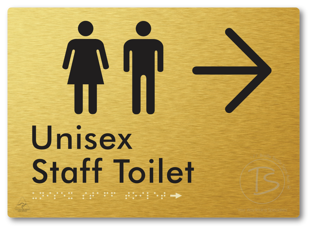 Unisex Staff Toilet with Large Directional Arrow - Braille Tactile Signs Aust.