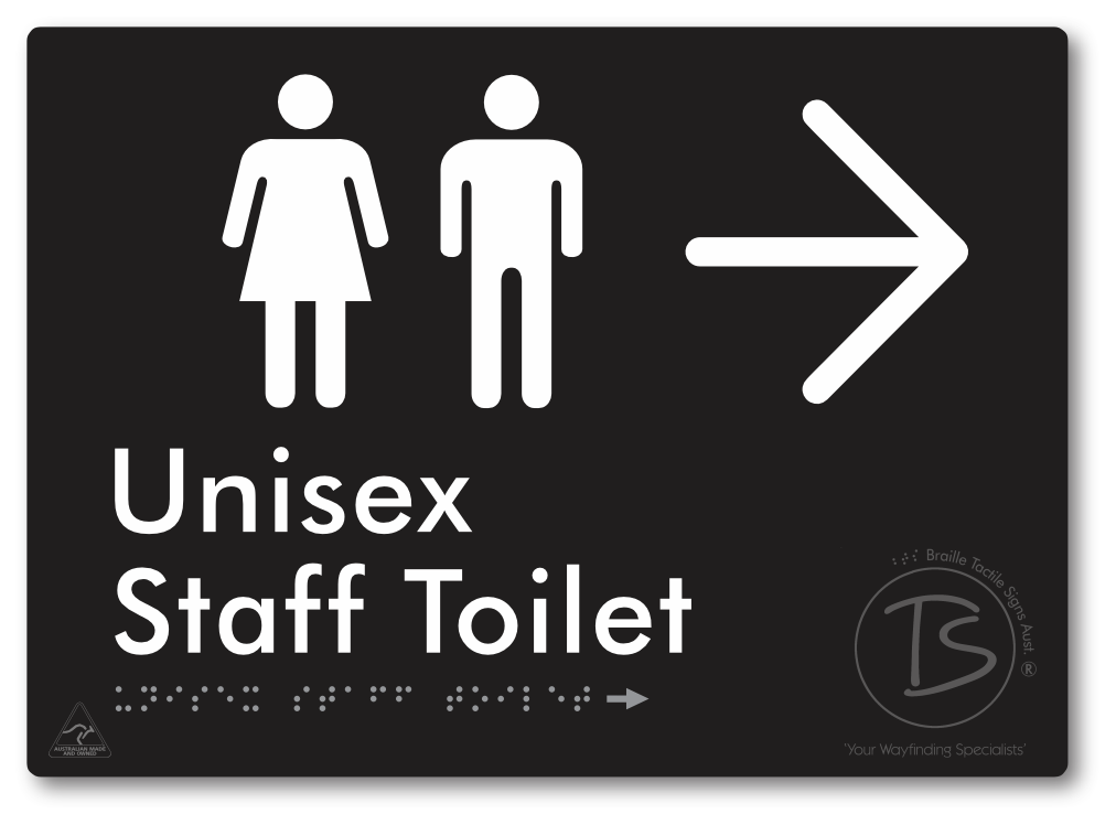 Unisex Staff Toilet with Large Directional Arrow - Braille Tactile Signs Aust.