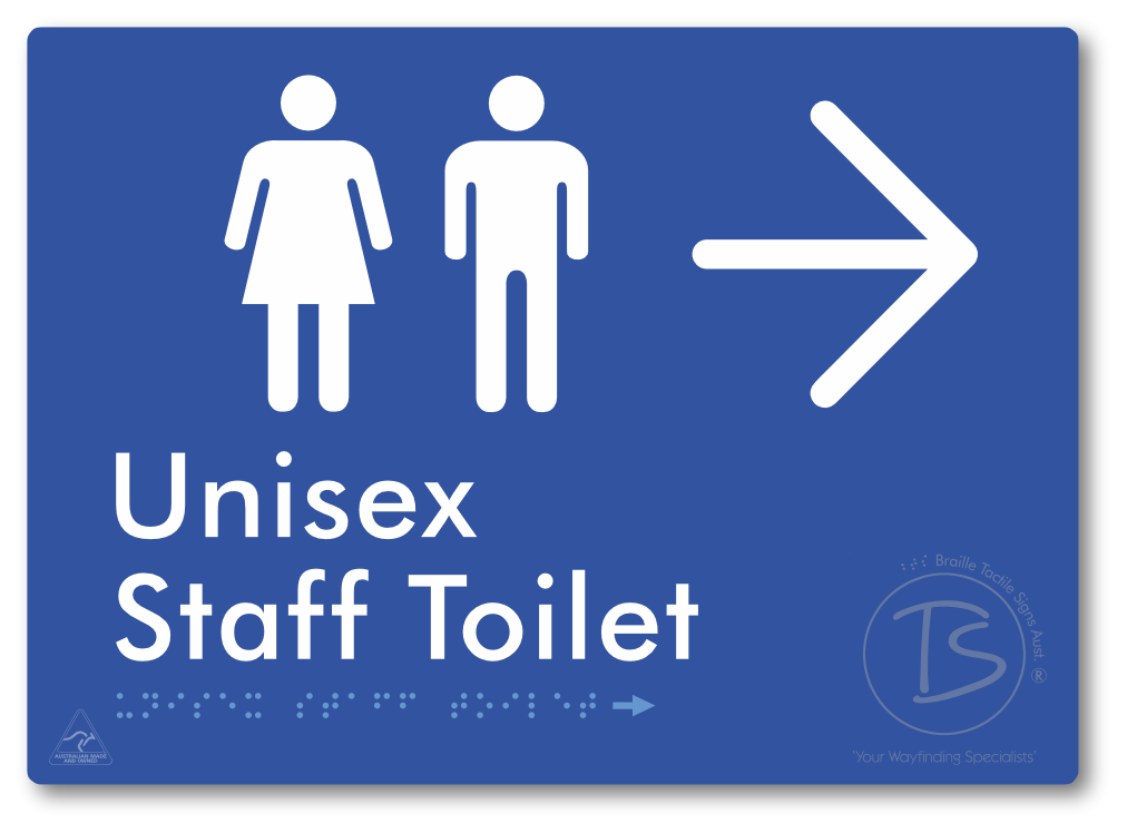 Unisex Staff Toilet with Large Directional Arrow - Braille Tactile Signs Aust.