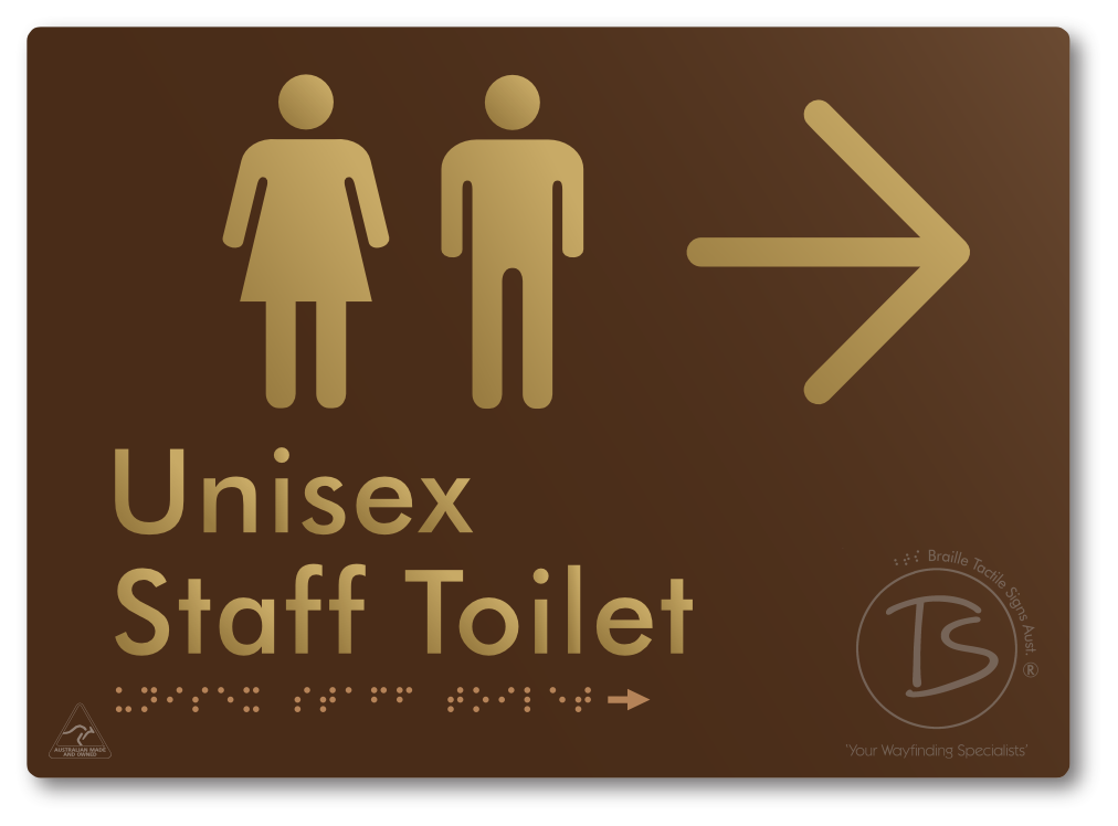 Unisex Staff Toilet with Large Directional Arrow - Braille Tactile Signs Aust.