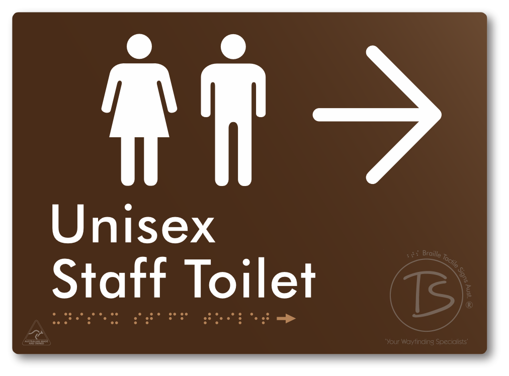 Unisex Staff Toilet with Large Directional Arrow - Braille Tactile Signs Aust.