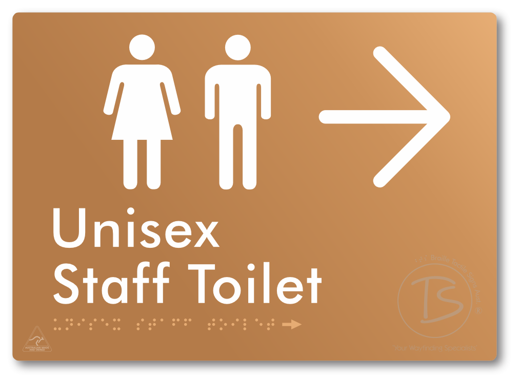 Unisex Staff Toilet with Large Directional Arrow - Braille Tactile Signs Aust.