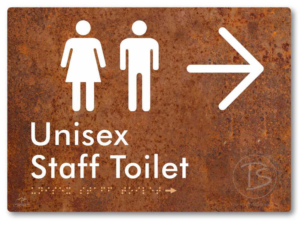 Unisex Staff Toilet with Large Directional Arrow - Braille Tactile Signs Aust.