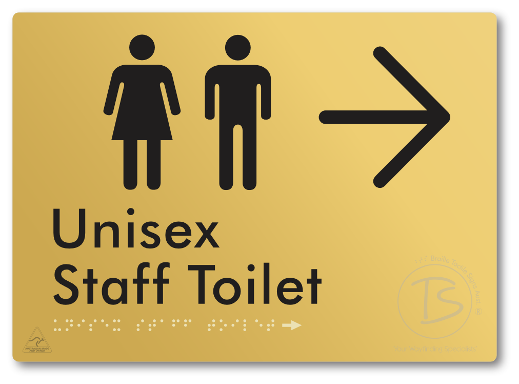 Unisex Staff Toilet with Large Directional Arrow - Braille Tactile Signs Aust.