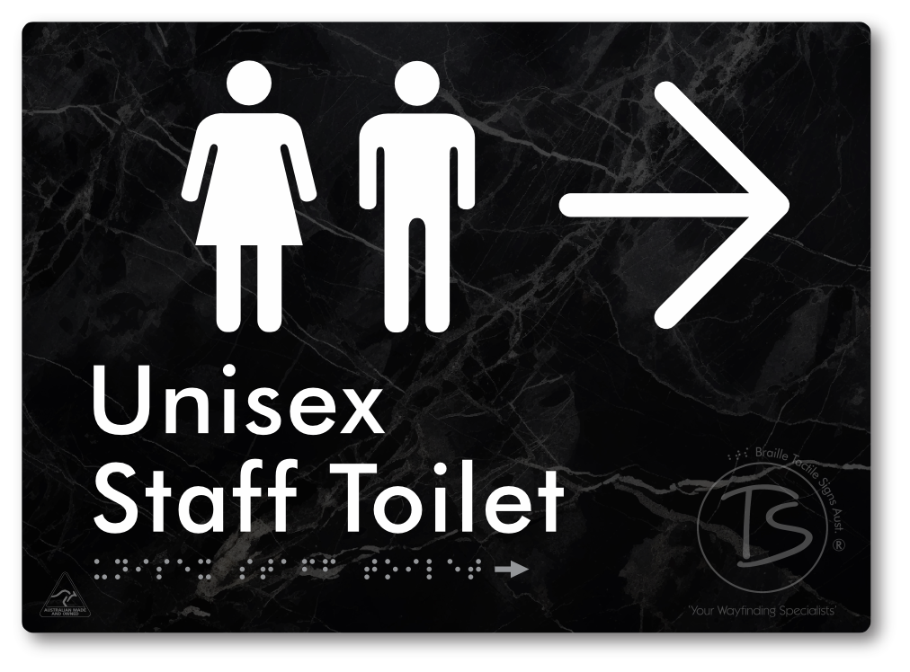 Unisex Staff Toilet with Large Directional Arrow - Braille Tactile Signs Aust.