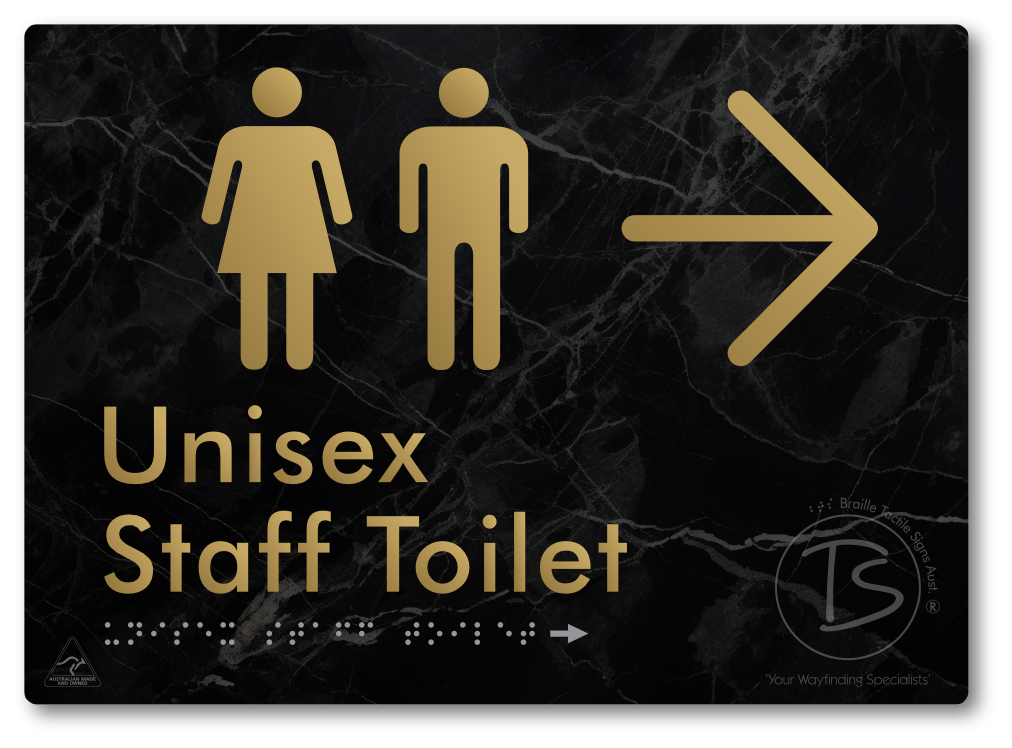 Unisex Staff Toilet with Large Directional Arrow - Braille Tactile Signs Aust.