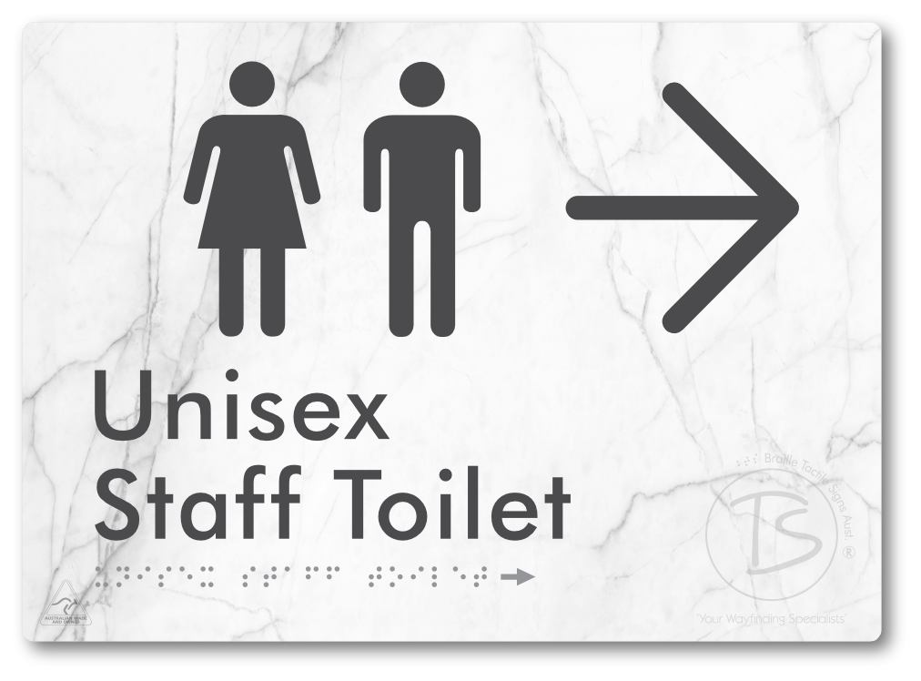 Unisex Staff Toilet with Large Directional Arrow - Braille Tactile Signs Aust.