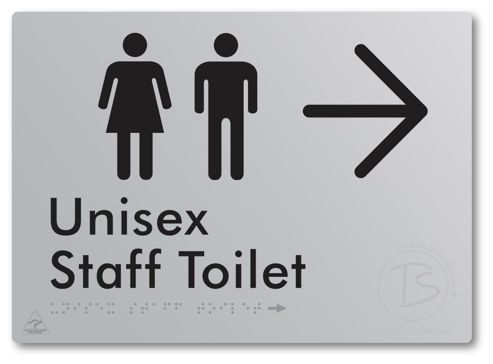 Unisex Staff Toilet with Large Directional Arrow - Braille Tactile Signs Aust.