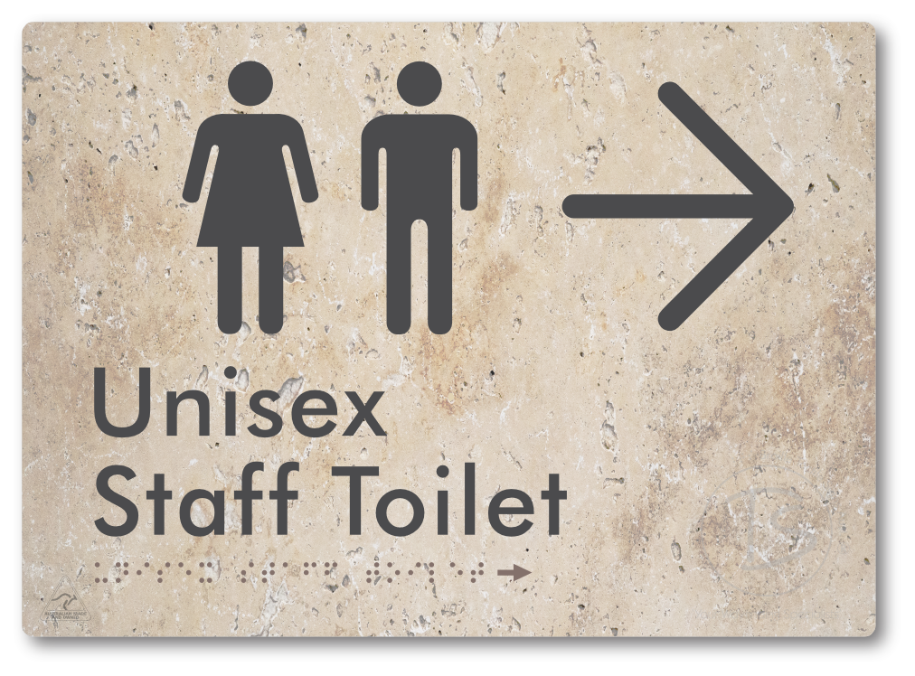 Unisex Staff Toilet with Large Directional Arrow - Braille Tactile Signs Aust.