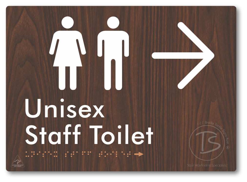 Unisex Staff Toilet with Large Directional Arrow - Braille Tactile Signs Aust.