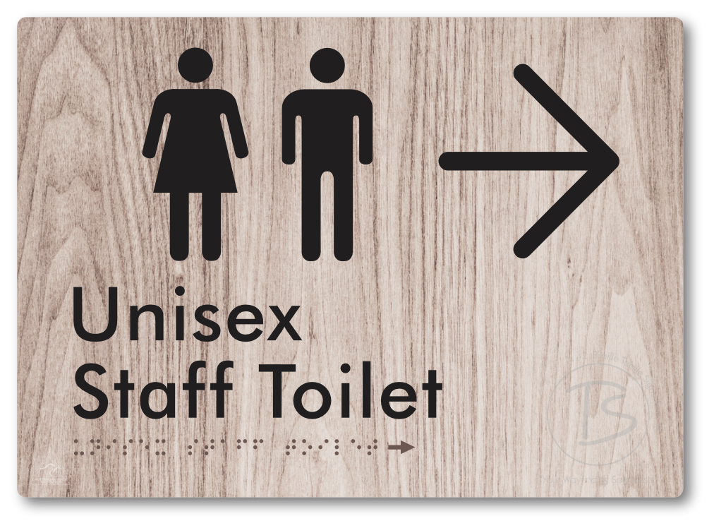 Unisex Staff Toilet with Large Directional Arrow - Braille Tactile Signs Aust.