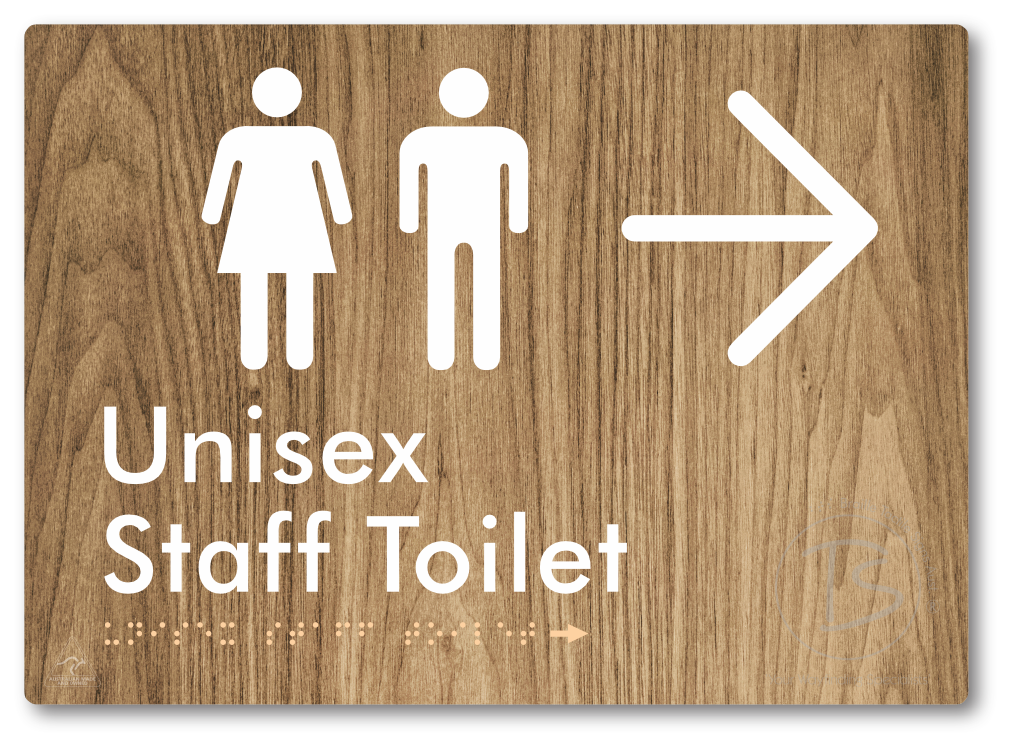 Unisex Staff Toilet with Large Directional Arrow - Braille Tactile Signs Aust.