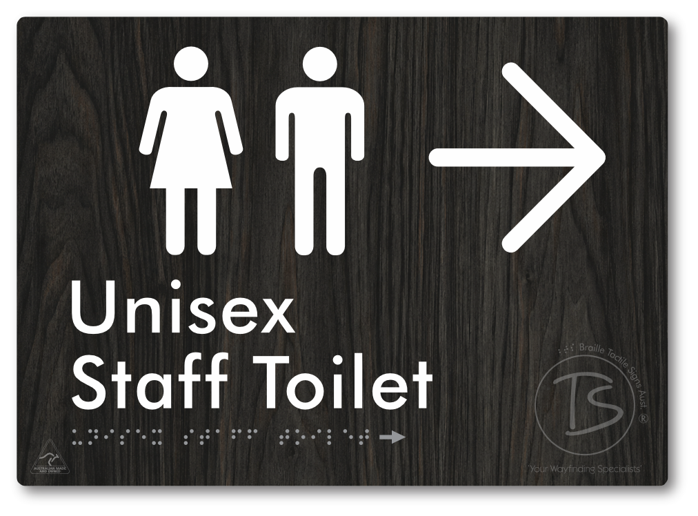 Unisex Staff Toilet with Large Directional Arrow - Braille Tactile Signs Aust.