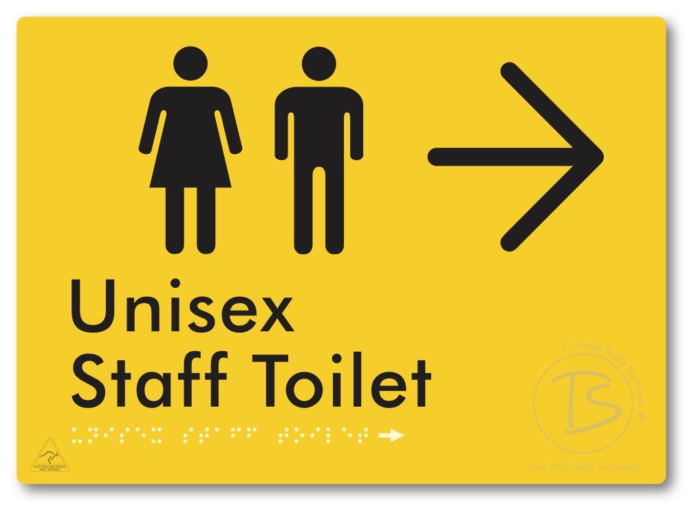 Unisex Staff Toilet with Large Directional Arrow - Braille Tactile Signs Aust.