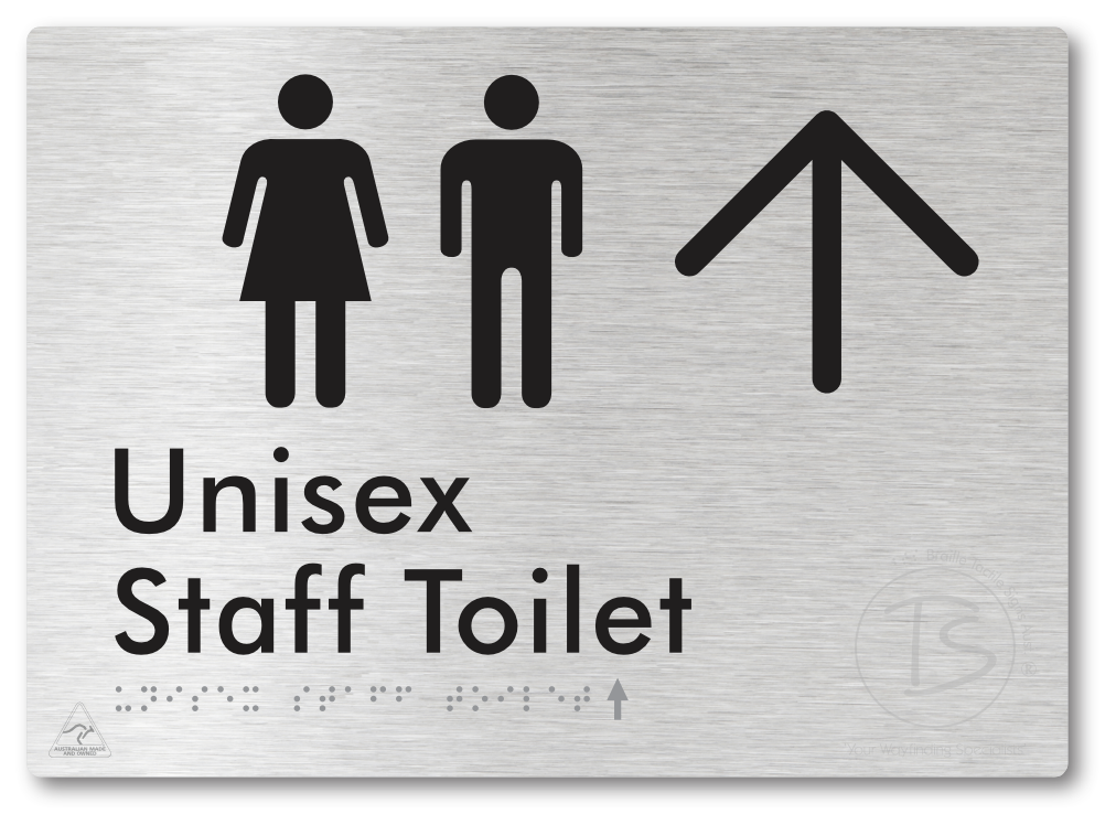 Unisex Staff Toilet with Large Directional Arrow - Braille Tactile Signs Aust.