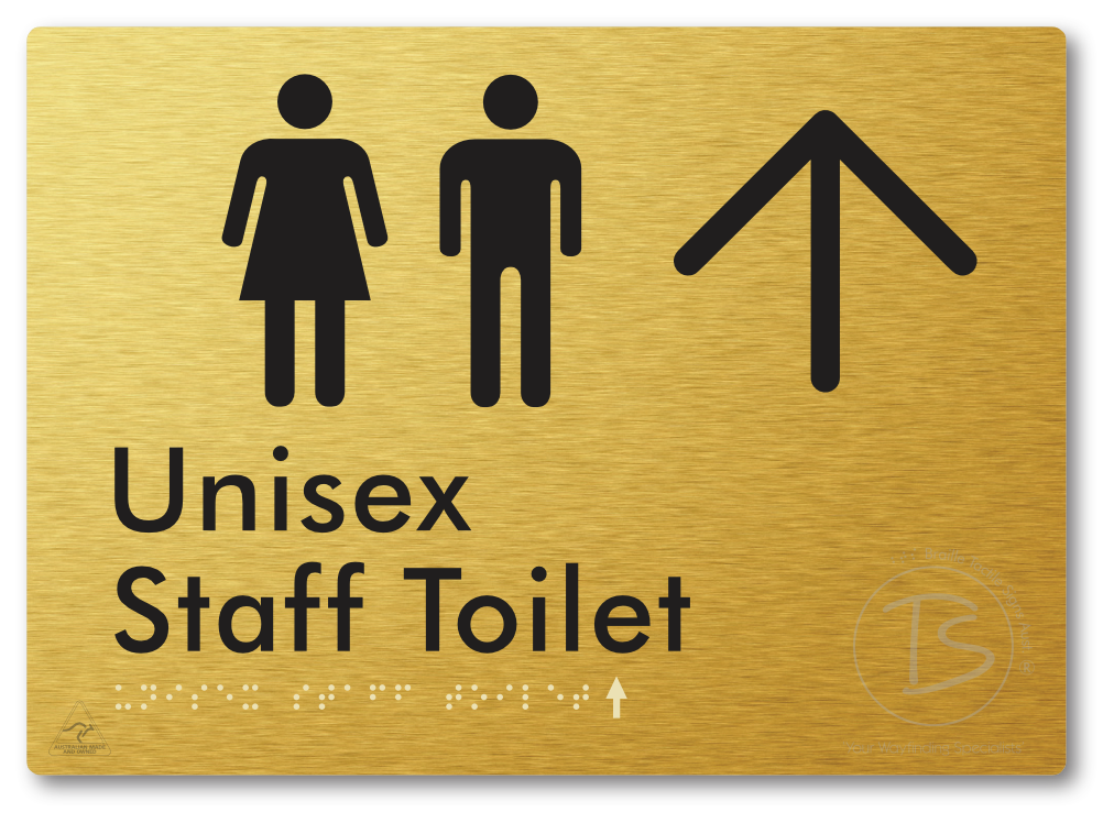 Unisex Staff Toilet with Large Directional Arrow - Braille Tactile Signs Aust.