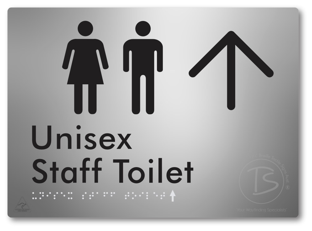 Unisex Staff Toilet with Large Directional Arrow - Braille Tactile Signs Aust.
