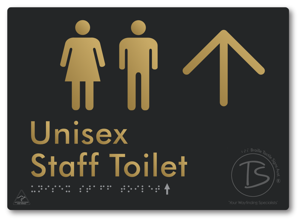 Unisex Staff Toilet with Large Directional Arrow - Braille Tactile Signs Aust.