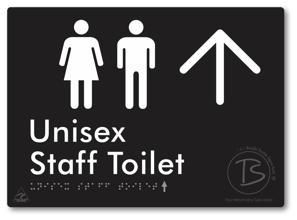 Unisex Staff Toilet with Large Directional Arrow - Braille Tactile Signs Aust.