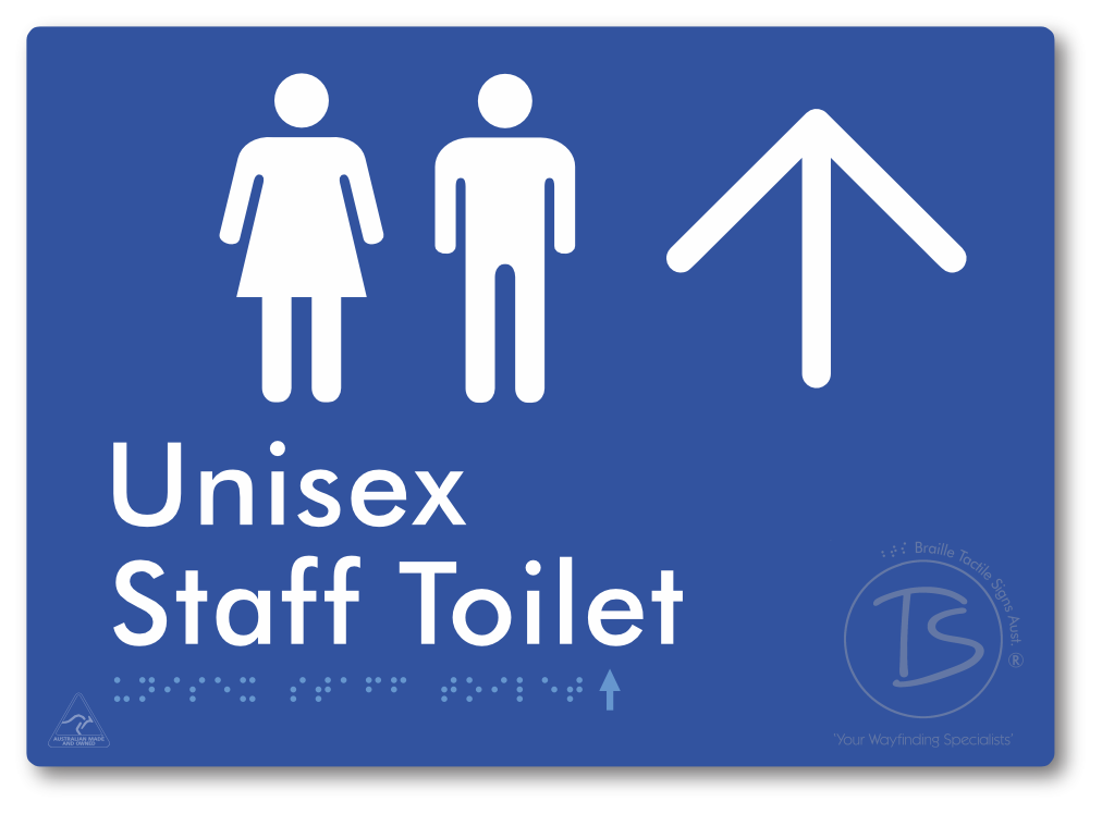 Unisex Staff Toilet with Large Directional Arrow - Braille Tactile Signs Aust.