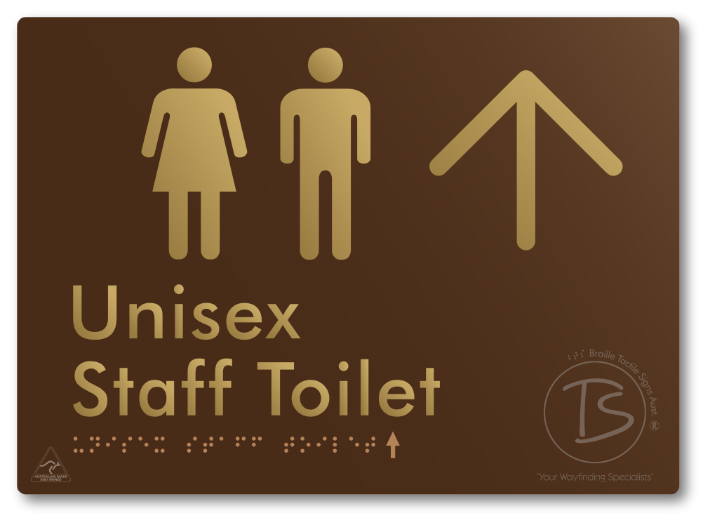 Unisex Staff Toilet with Large Directional Arrow - Braille Tactile Signs Aust.