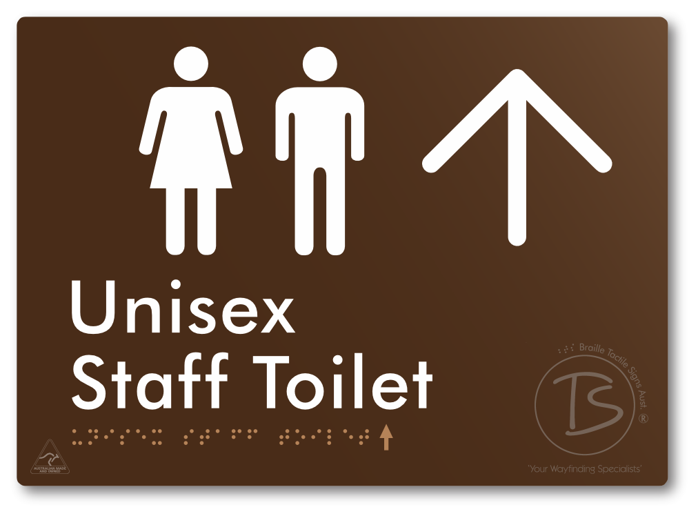 Unisex Staff Toilet with Large Directional Arrow - Braille Tactile Signs Aust.