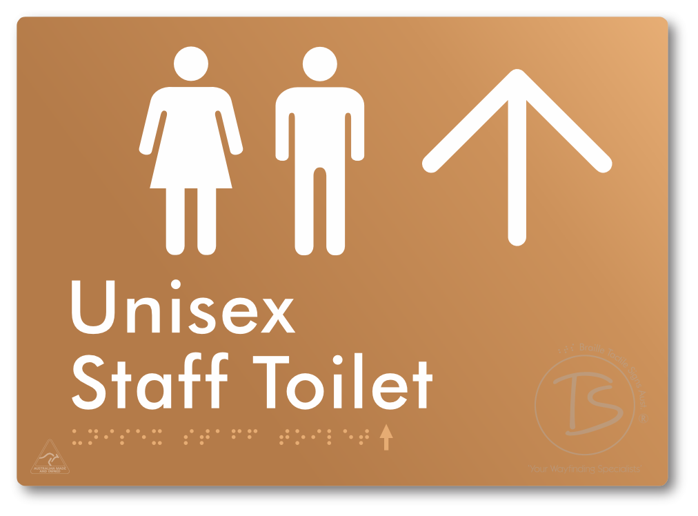 Unisex Staff Toilet with Large Directional Arrow - Braille Tactile Signs Aust.