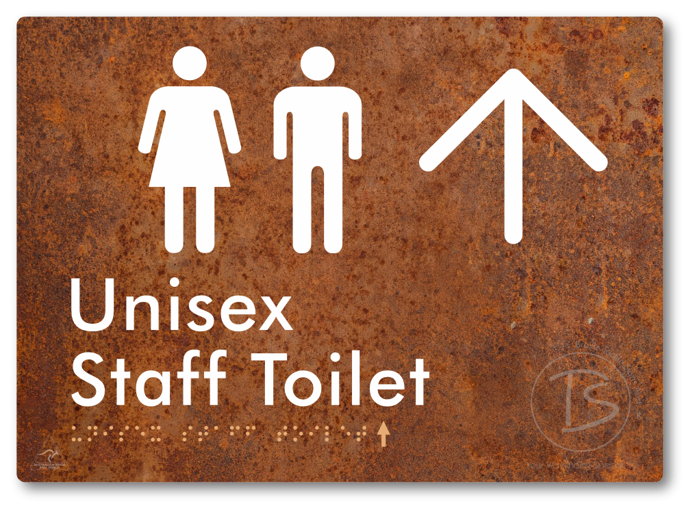Unisex Staff Toilet with Large Directional Arrow - Braille Tactile Signs Aust.
