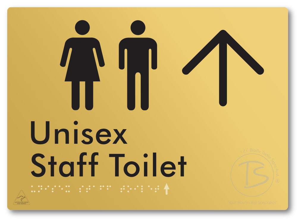 Unisex Staff Toilet with Large Directional Arrow - Braille Tactile Signs Aust.