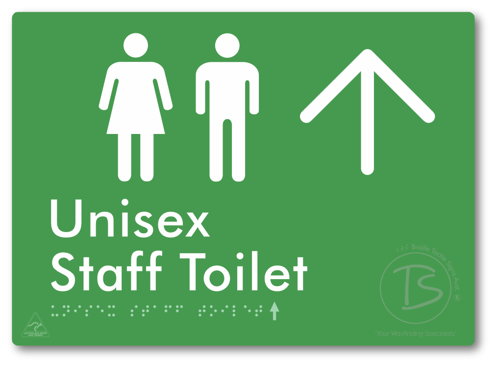 Unisex Staff Toilet with Large Directional Arrow - Braille Tactile Signs Aust.