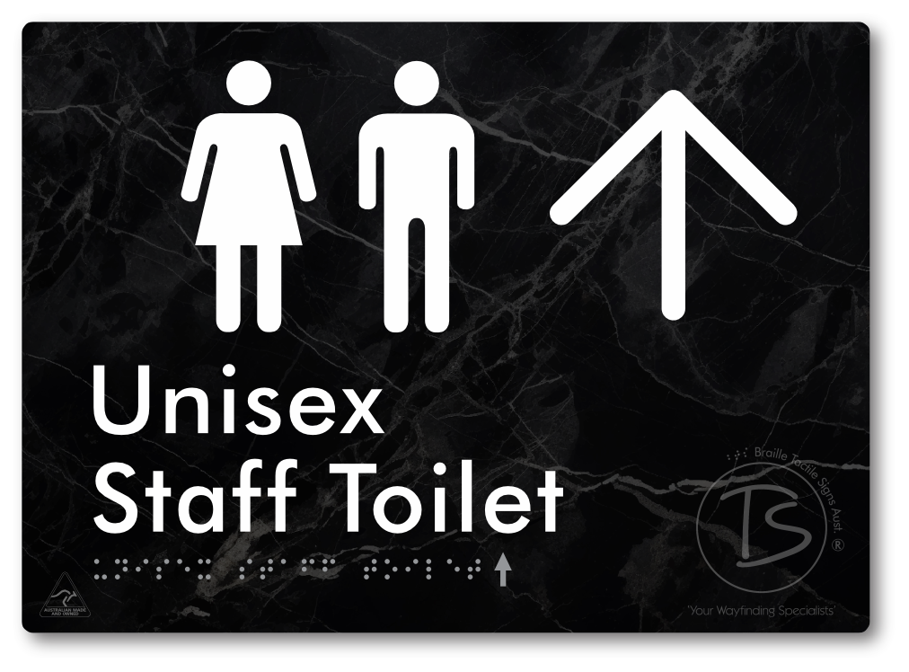 Unisex Staff Toilet with Large Directional Arrow - Braille Tactile Signs Aust.