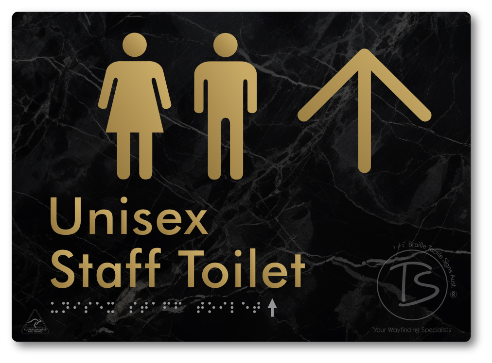Unisex Staff Toilet with Large Directional Arrow - Braille Tactile Signs Aust.