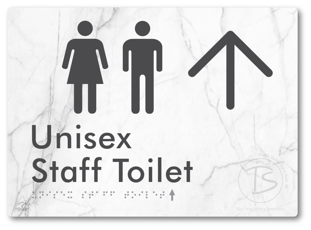 Unisex Staff Toilet with Large Directional Arrow - Braille Tactile Signs Aust.