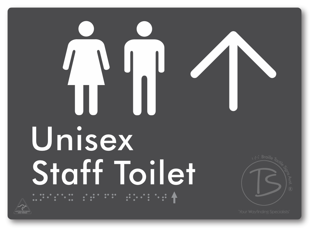 Unisex Staff Toilet with Large Directional Arrow - Braille Tactile Signs Aust.